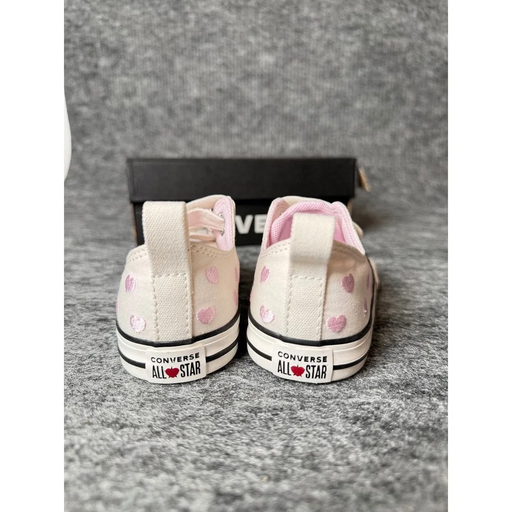 Converse Chuck Taylor All Star 2V OX Infant Toddler Heart Shoes White Pink